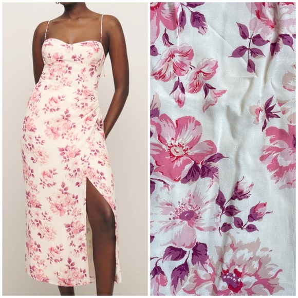 Reformation Kourtney Dress Missy Floral Pink Size 12 - Picture 1 of 4